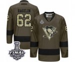 Men's Reebok Pittsburgh Penguins #62 Carl Hagelin Authentic Green Salute to Service 2017 Stanley Cup Final NHL Jersey
