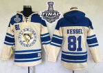 Men NHL Pittsburgh Penguins #81 Phil Kessel Cream Sawyer Hooded Sweatshirt 2017 Stanley Cup Final Patch Stitched NHL Jersey