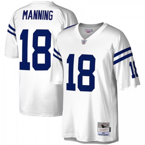 Men\'s Indianapolis Colts # 18 Peyton Manning Mitchell & Ness White Jersey