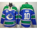 nhl vancouver canucks #10 bure blue-green [pullover hooded sweat