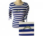 san diego chargers ladies striped boat neck three-quarter sleeve