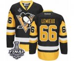 Women's Reebok Pittsburgh Penguins #66 Mario Lemieux Authentic Black-Gold Third 2017 Stanley Cup Final NHL Jersey