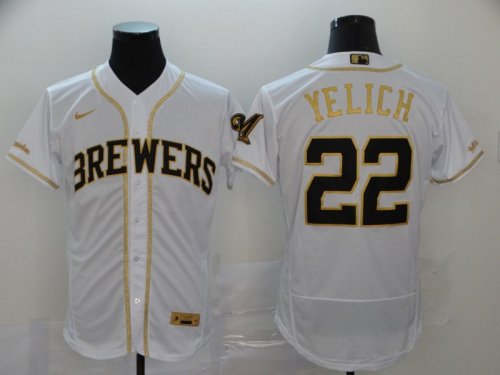 Cheap 2020 Men\'s Milwaukee Brewers #22 Christian Yelich fashion White Stitched Baseball Jersey