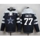 nike nfl dallas cowboys #77 tyron smith navy blue player pullover hoodie