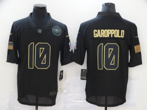 Football San Francisco 49ers #10 Jimmy Garoppolo Stitched Black 2020 Salute To Service Limited Jersey