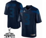 2014 super bowl xlviii seattle seahawks #3 wilson blue [drenched