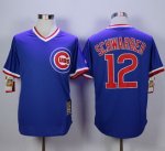 mlb chicago cubs #12 kyle schwarber blue cooperstown stitched jerseys