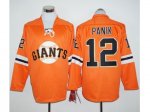 men's san francisco giants #12 joe panik orange long sleeve stitched baseball jerseys