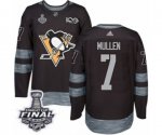 Men's Adidas Pittsburgh Penguins #7 Joe Mullen Authentic Black 1917-2017 100th Anniversary 2017 Stanley Cup Final NHL Jersey