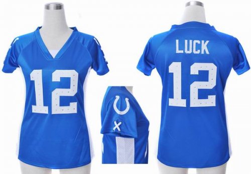 nike women nfl indianapolis colts #12 luck blue jerseys [draft h