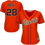customed women mlb san francisco giants #28 buster posey majestic orange new cool base jerseys