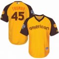 youth majestic baltimore orioles #45 mark trumbo authentic yellow 2016 all star american league bp cool base mlb jerseys