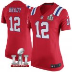 Women's NIKE NFL New England Patriots #12 Tom Brady Red Super Bowl LI Bound Jersey