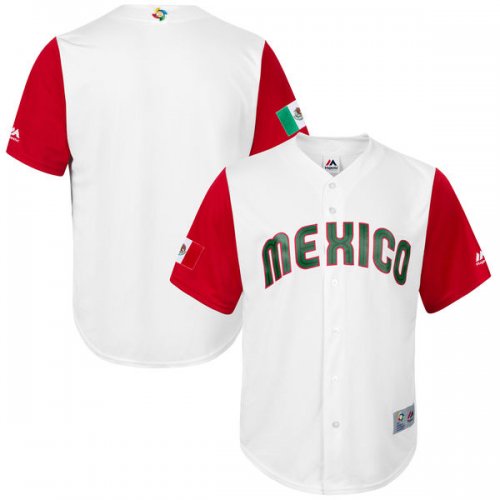 Customed Men\'s Mexico Baseball Majestic White 2017 World Baseball Classic Stitched Jersey