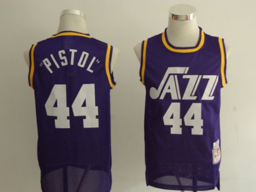 nba utah jazz #44 pistol purple jerseys