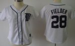 women mlb detroit tigers #28 j.d. martinez white cool base stitched baseball jerseys