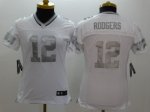 women nike nfl green bay packers #12 aaron rodgers platinum white jerseys