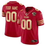 San Francisco 49ers 75th Anniversary Patch Vapor Red Gold Limited Jerseys