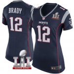 Women's NIKE NFL New England Patriots #12 Tom Brady Navy Blue Super Bowl LI Bound Jersey