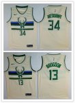 Basketball Milwaukee Bucks #34 Giannis Antetokounmpo Swingman Cream City Edition Jerseys