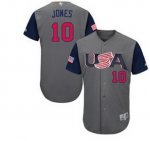 Men's USA Baseball #10 Adam Jones Majestic Grey 2017 World Baseball Classic Stitched Jersey