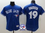 mlb toronto blue jays #19 jose bautista majestic blue flexbase authentic collection jerseys with 40th anniversary patch
