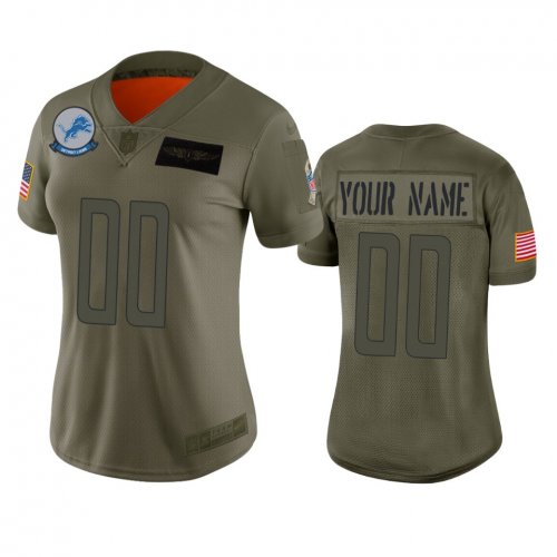 Women\'s Detroit Lions Custom Camo 2019 Salute to Service Limited Jersey