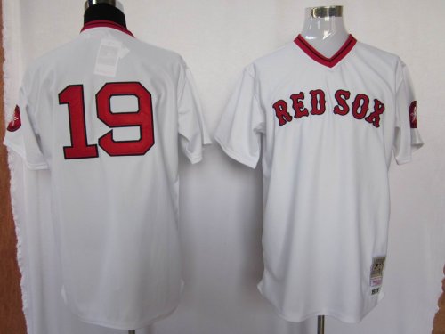 Baseball Jerseys boston red sox #19 fred lynn 1975 m&n white