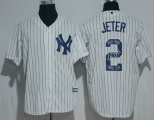 Men MLB New York Yankees #2 Derek Jeter Majestic White 2017 Color Printing Cool Base Jersey