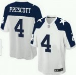 Men's Nike Dallas Cowboys #4 Dak Prescott White Thanksgiving Throwback Limited NFL Jerseys