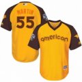 youth majestic toronto blue jays #55 russell martin authentic yellow 2016 all star american league bp cool base mlb jerse