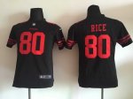 youth nike san francisco 49ers #80 rice black orange number jers