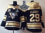 men nhl pittsburgh penguins #29 andre fleury black sawyer hooded sweatshirt 2017 stanley cup finals champions stitched nhl jersey