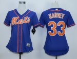 women mlb new york mets #33 matt harvey blue majestic cool base jerseys [orange number]