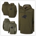 Football Carolina Panthers Olive Salute to Service Sideline Therma Performance Pullover Hoodie