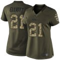 Women's Nike Dallas Cowboys #21 Ezekiel Elliott Green Salute To Service Limited NFL Jerseys
