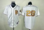 mlb san francisco giants #28 posey white [gold number]