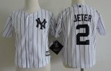 Toddlers MLB New York Yankees #2 Derek Jeter Majestic Home White Cool Base Jerseys