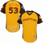men's majestic baltimore orioles #53 zach britton yellow 2016 all star american league bp authentic collection flex base mlb jerseys