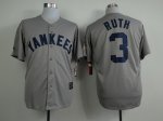 mlb new york yankees #3 ruth grey jerseys [75th patch]