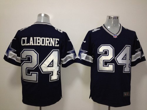 nike nfl dallas cowboys #24 claiborne blue jersey [game]