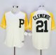 mlb majestic pittsburgh pirates #21 roberto clemente cream gold exclusive new cool base jerseys
