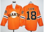 mlb san francisco giants #18 matt cain orange long sleeve stitched jerseys