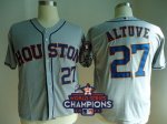 Men Houston Astros #27 Jose Altuve Grey 2017 World Series Champions Patch MLB Jersey