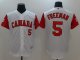 Men's Canada Baseball #5 Freddie Freeman Majestic White 2017 World Baseball Classic Stitched Jersey