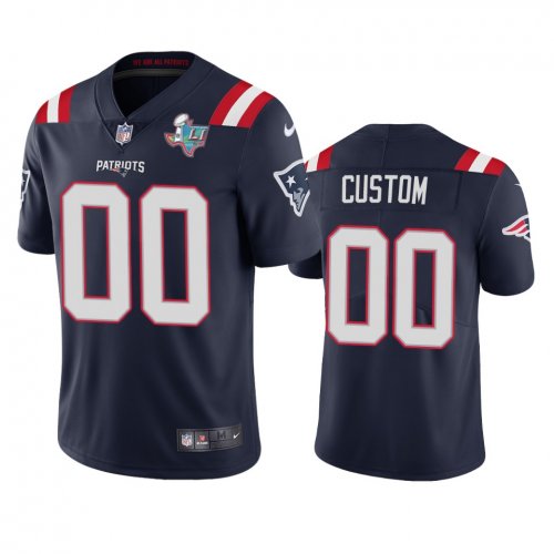 New England Patriots Custom Navy Super Bowl LI Patch Jersey - Men\'s