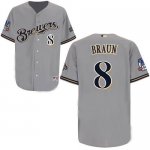 Baseball Jerseys milwaukee brewers #8 braun grey (cool base)