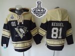 Men NHL Pittsburgh Penguins #81 Phil Kessel Black Sawyer Hooded Sweatshirt 2017 Stanley Cup Final Patch Stitched NHL Jersey