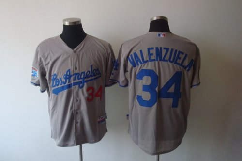 Baseball Jerseys los angeles dodgers #34 valenzuela grey[cool ba