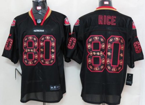 nike nfl san francisco 49ers #80 jerry rice elite black [united
